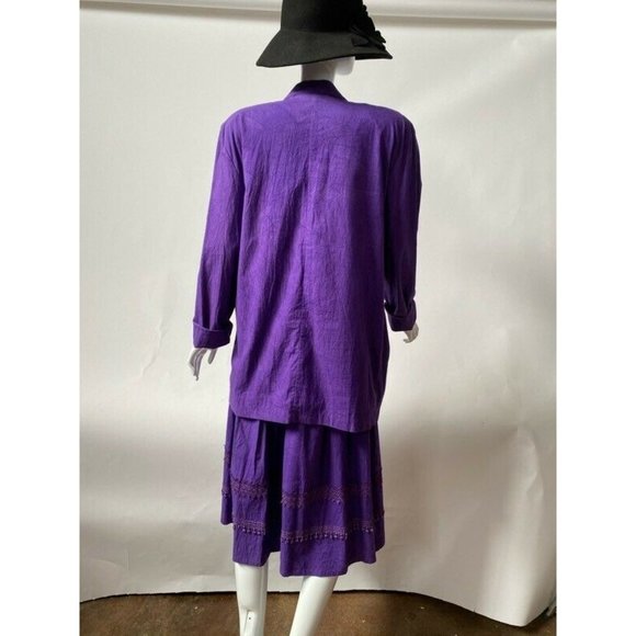 Womens 2 Piece Skirt Suit Purple Long Sleeve - Picture 2 of 8